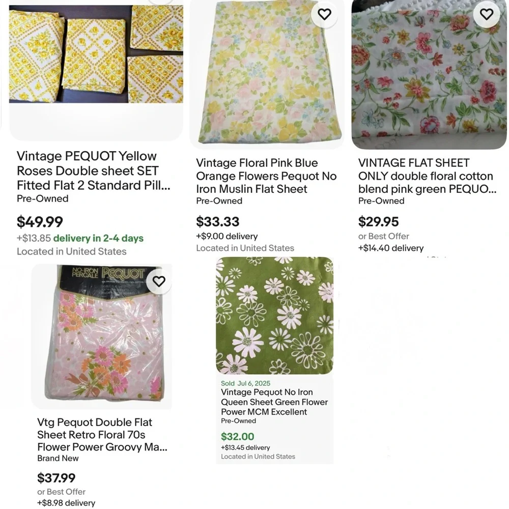 Vtg Pequot Double Flat Sheet Retro Floral 70s Flower Power Groovy Man Artsy Cool